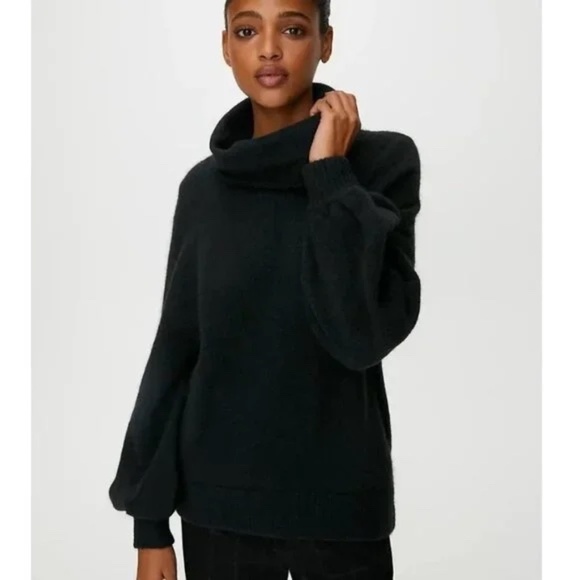 The Group Babaton Adichie Sweater Black Oversized Turtleneck Alpaca Merino Blend - Picture 1 of 12